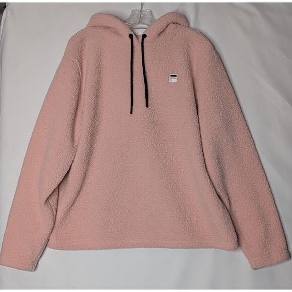 FILA Womens Pink Fluffy Sherpa Hoodie Jacket Cozy Athleisure Minimalist size XXL - Picture 1 of 6